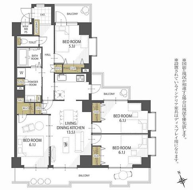 ライオンズガーデン西千葉(4LDK) 5階の間取り図