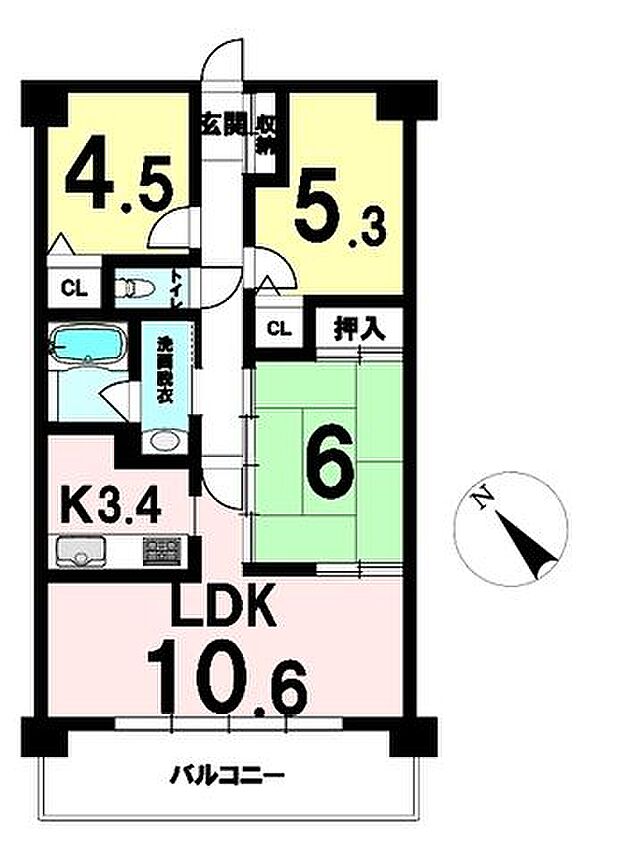 レクシオ東習志野(3LDK) 3階の間取り図