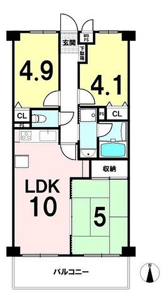 ライオンズガーデン津田沼(3LDK) 7階の間取り図