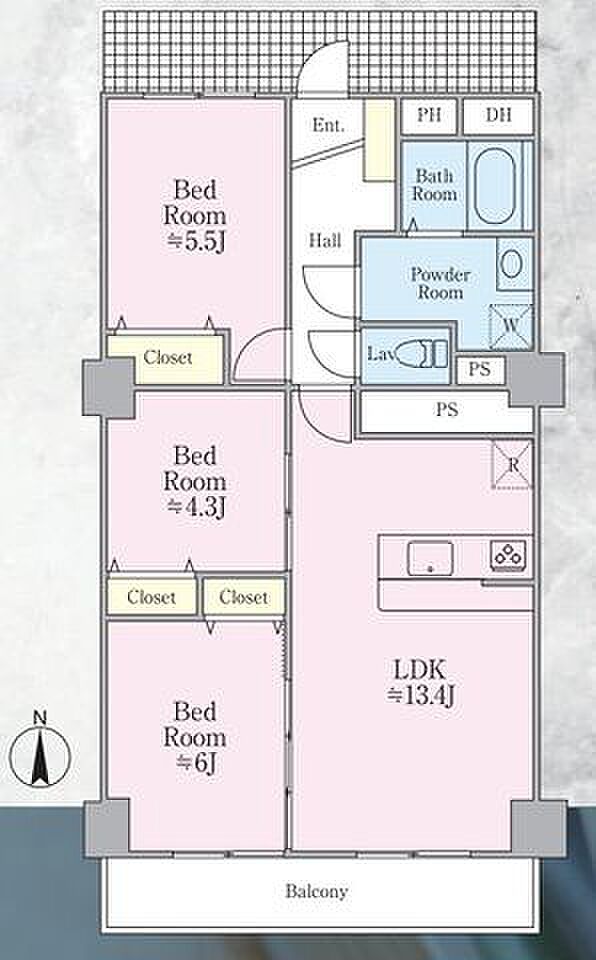 DIKマンション千葉(3LDK) 8階の間取り図