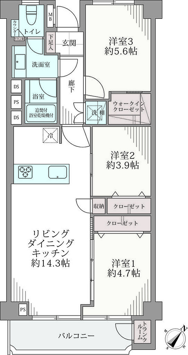 ファミール三軒茶屋(3LDK) 6階/608の内観