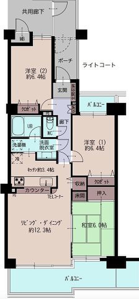 3LDK全室6畳以上のゆとりある間取り。専用ポーチ付♪