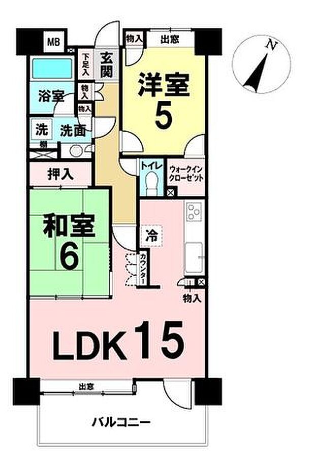 富沢並木通りシティハウス(2LDK) 6階の内観