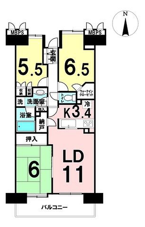 長町南パーク・ホームズサザンクレスト西館(3LDK) 9階の間取り図