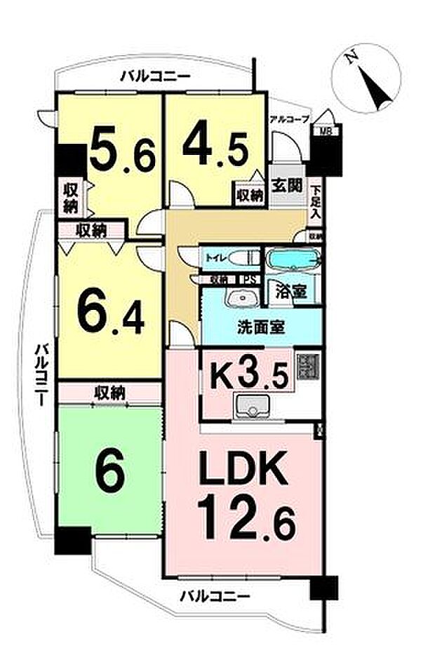 チサンマンション八木山香澄町(4LDK) 4階の間取り図