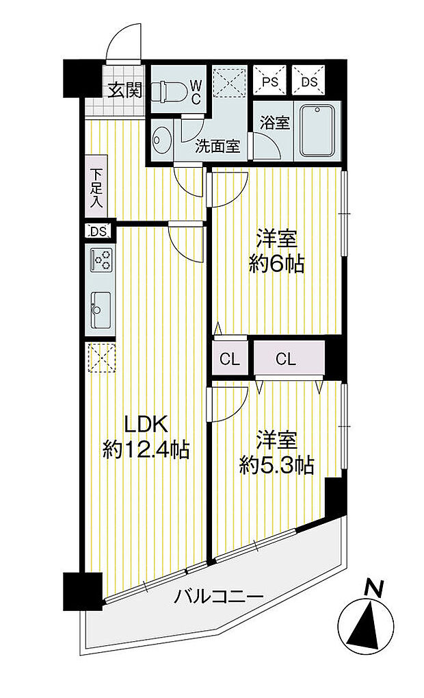 DIKマンション大船(2LDK) 7階の間取り図