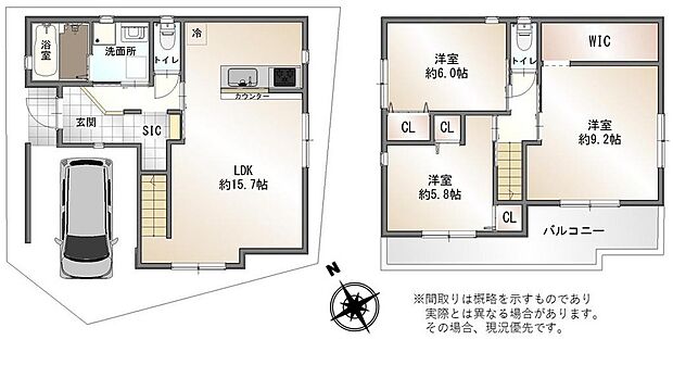 3LDK、土地面積79.26m2、建物面積99.22m2。WIC・SIC等、収納豊富な間取りです！■場所の詳細はお気軽に当社までお問い合わせください