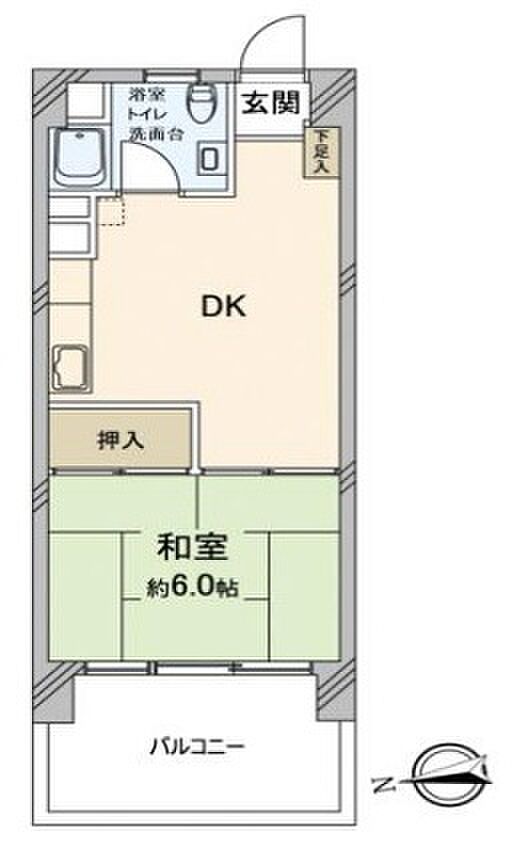 門前仲町ダイヤマンション(1DK) 3階の間取り図