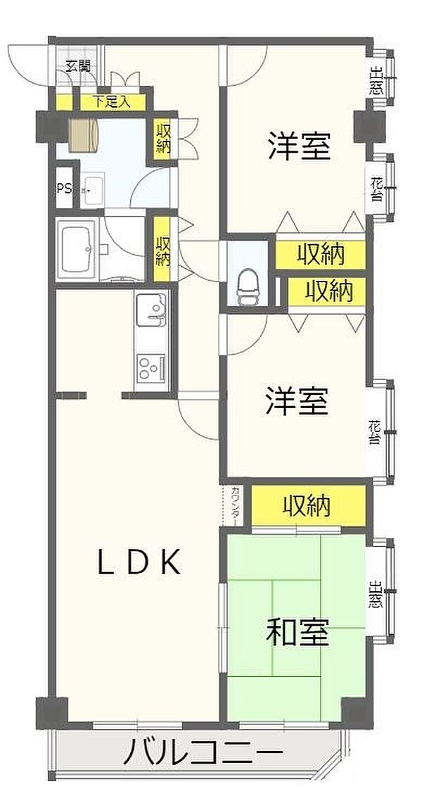 クリオ青梅壱番館(3LDK) 3階の間取り図