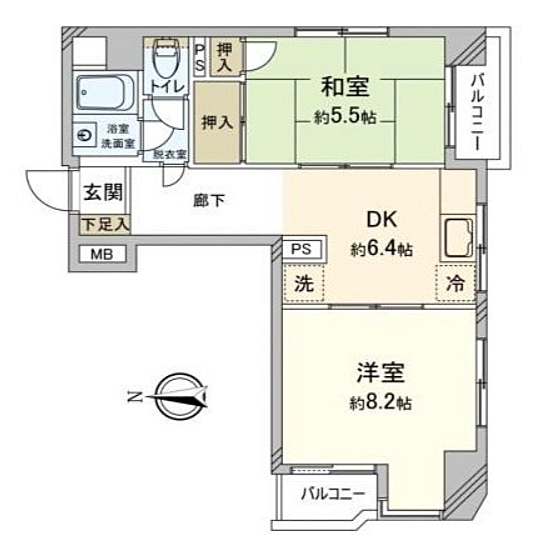 ニシムラ梅島コーポラス(2DK) 6階の内観