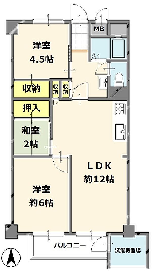 八戸ノ里グランドマンションA棟(2SLDK) 2階の内観
