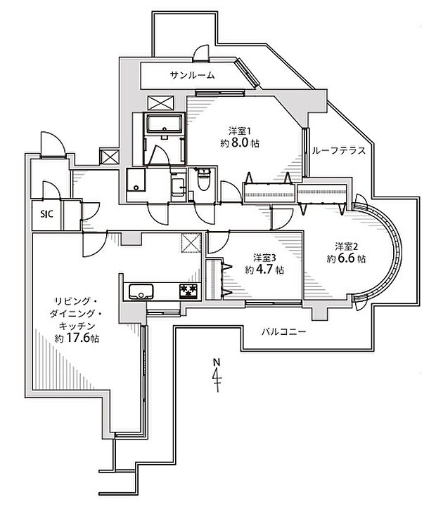 メロディーハイム宝塚(3LDK) 8階/803の間取り図