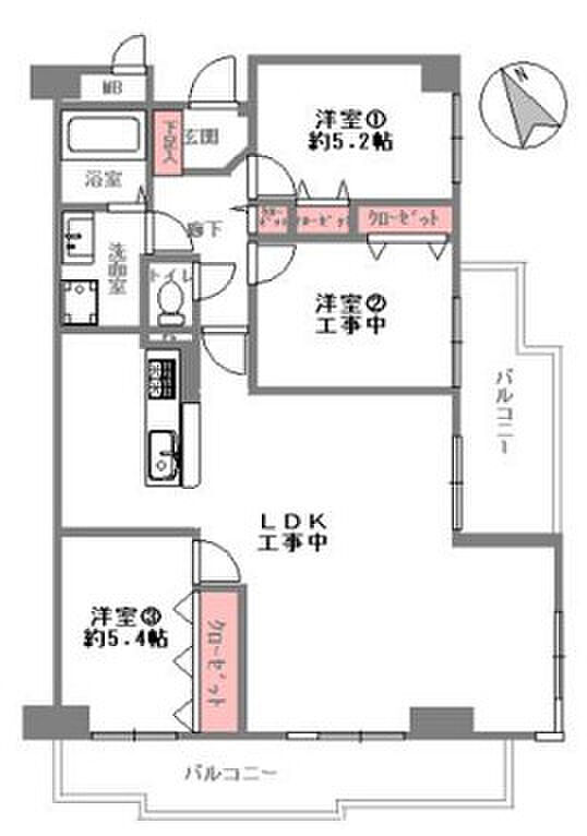 アリオ2(3LDK) 9階の間取り図