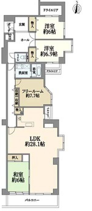 フローラハイツ岡本(3SLDK) 3階の間取り図