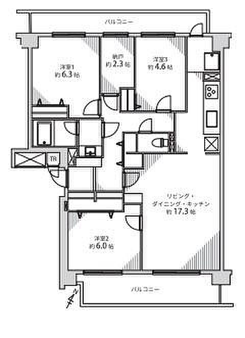 枚方東山ガーデンハウス(3SLDK) 1階の間取り図