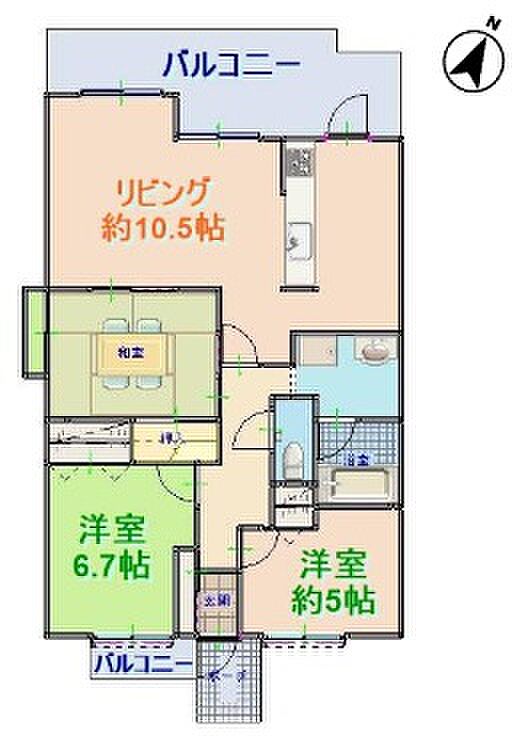 アヴェーレ守口(3LDK) 2階の間取り図