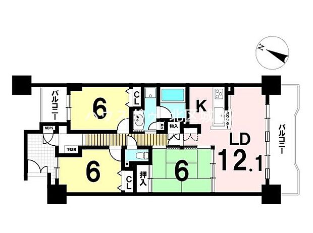 ライオンズガーデン大曽根(3LDK) 2階の間取り図