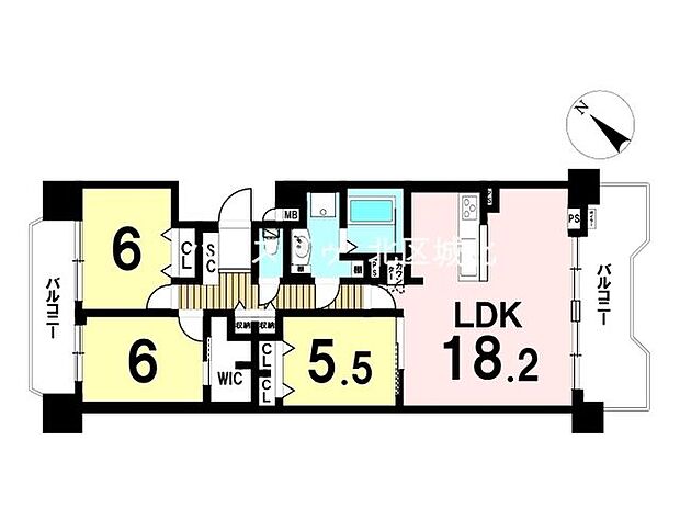 ライオンズガーデン大曽根(3LDK) 3階の間取り図