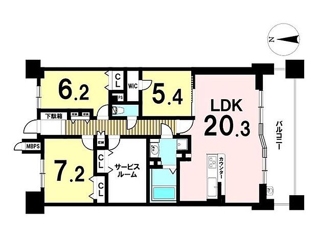 ライオンズマンション豊山ニューシティ(3SLDK) 3階の間取り図