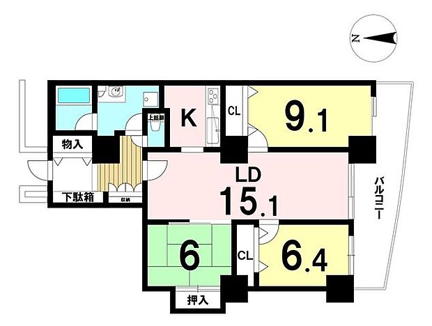 ザ・シーン城北アストロタワー(3LDK) 9階の間取り図