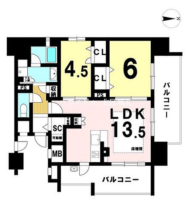 プレサンスロジェ志賀本通(2LDK) 15階の内観