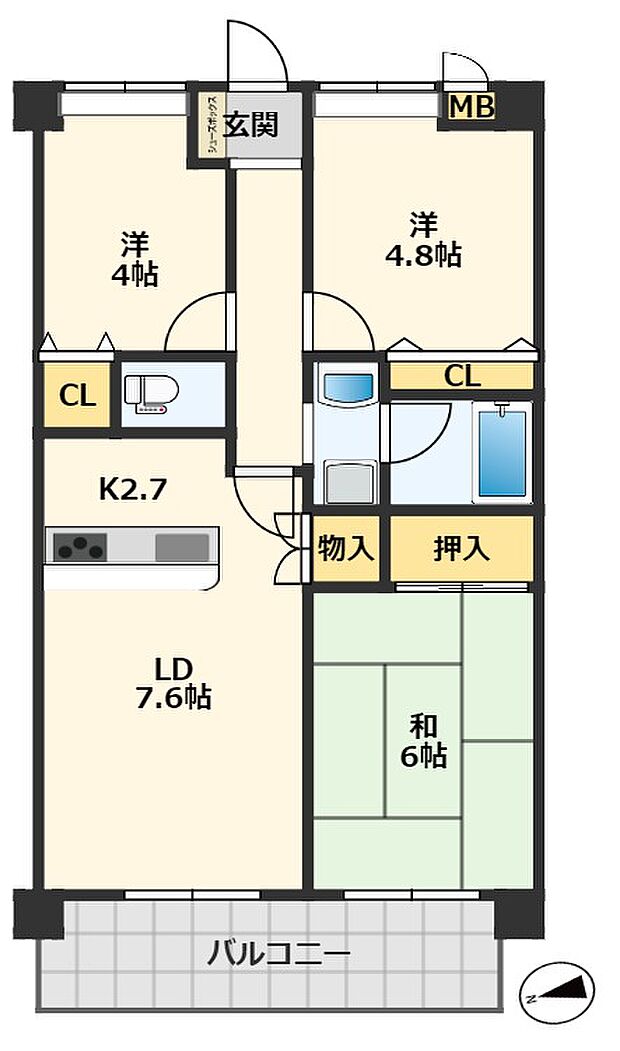 ライオンズマンション瓢箪山(3LDK) 2階の内観