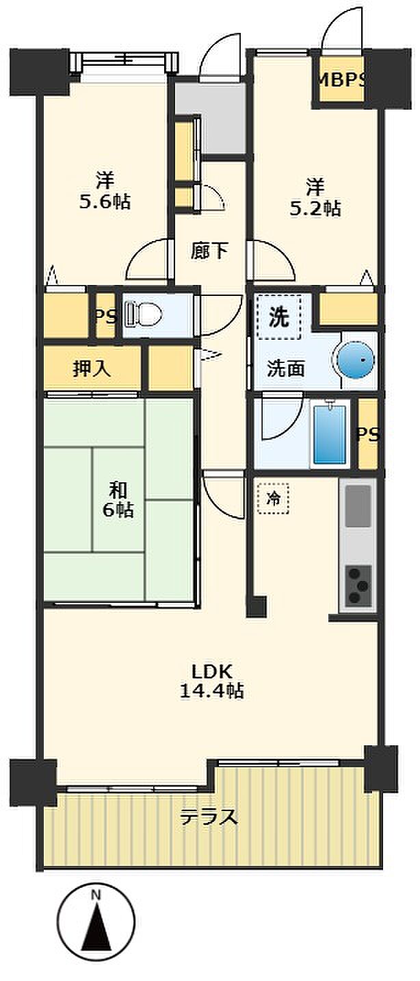 ライオンズマンション若江東2番館(3LDK) 15階の内観