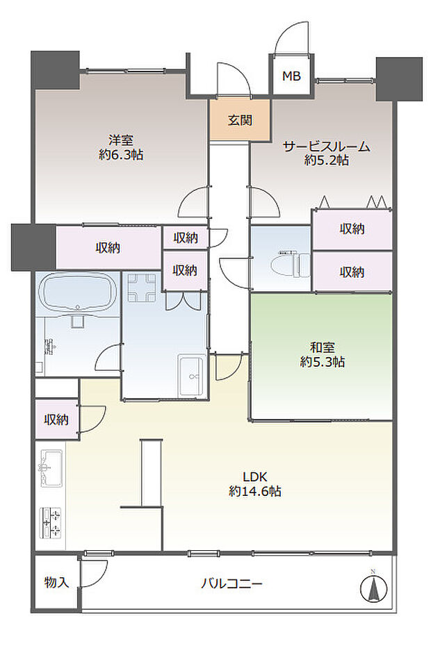 ディナスティ東大阪アテンシアシティ(2SLDK) 2階の間取り図