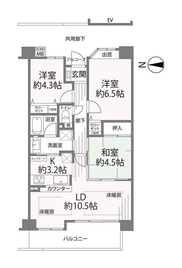 メロディーハイム八戸ノ里(3LDK) 2階の間取り図