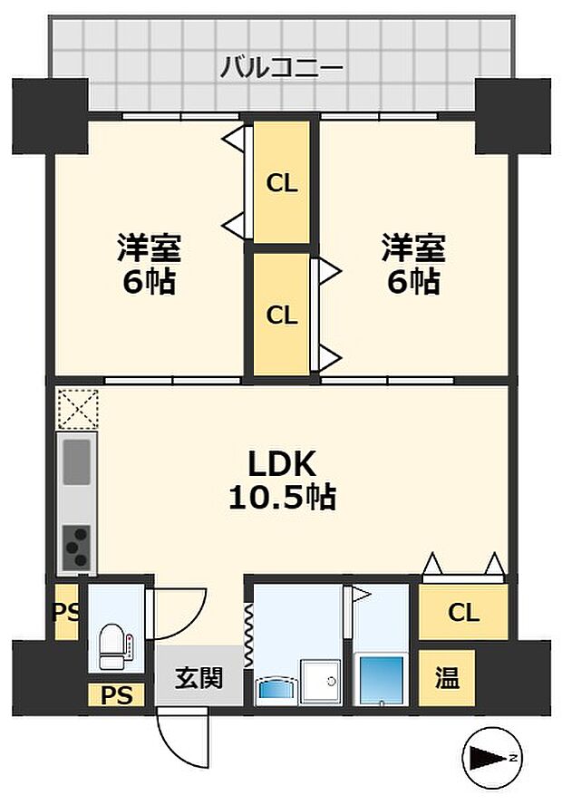 地下鉄中央線 長田駅まで 徒歩10分(2LDK) 5階の内観