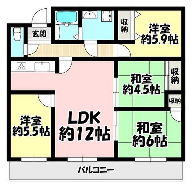 ユニオンハイツ戸崎(4LDK) 6階の内観