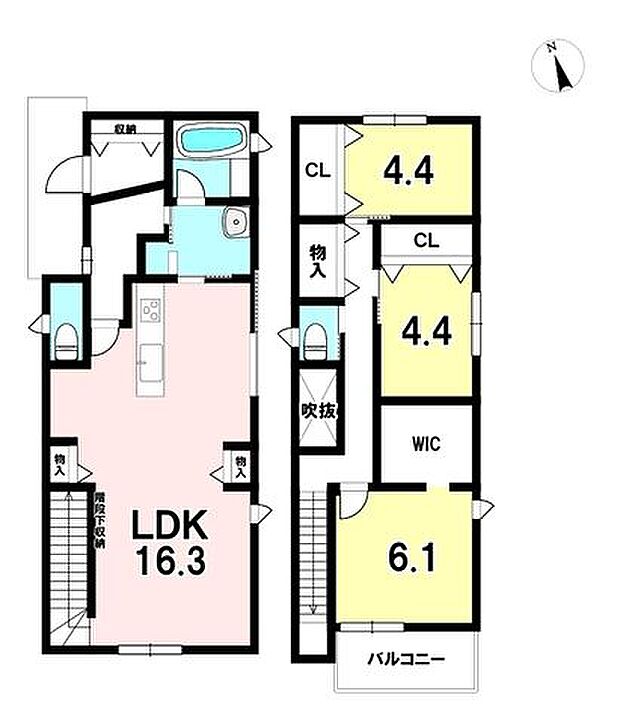 3ＬＤＫ　2階には3部屋+ウォークインクローゼット♪