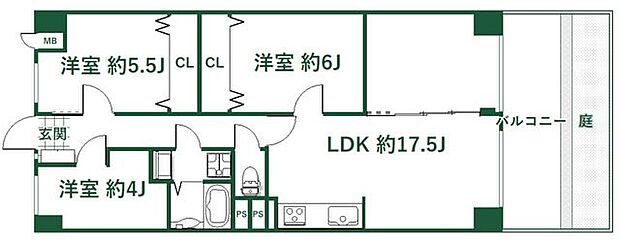 さんくれーる茨木Ａ棟(3LDK) 2階の内観