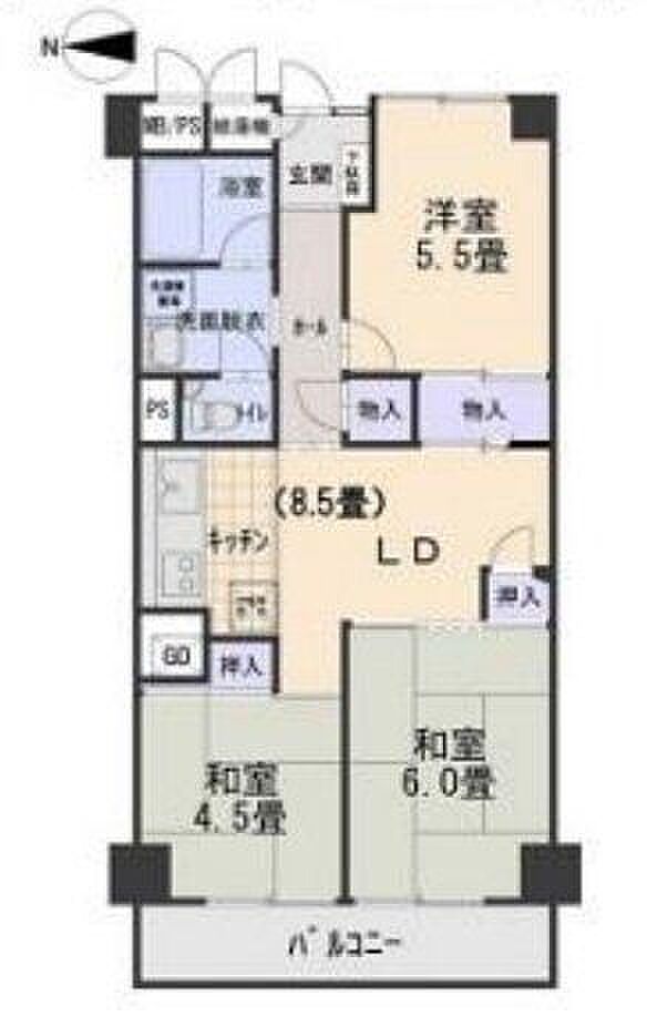 日興総持寺スカイマンション(3LDK) 6階の間取り図