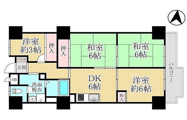 茨木グランドハイツ3階(3LDK) 3階の内観