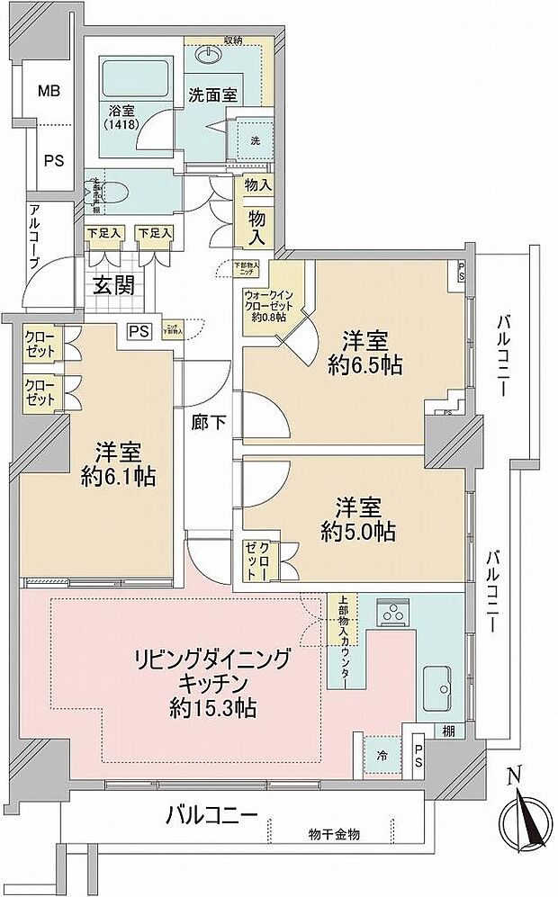 アリビオーレ神楽坂(3LDK) 6階/6階の間取り図