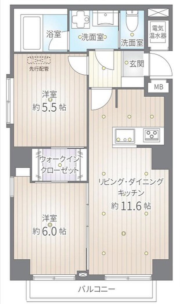 ライオンズマンション経堂第3(2LDK) 3階/301の間取り図