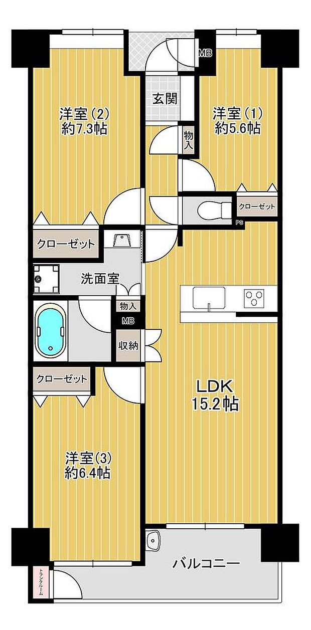 サンリヤン愛宕1丁目レジオン(3LDK) 11階の間取り図