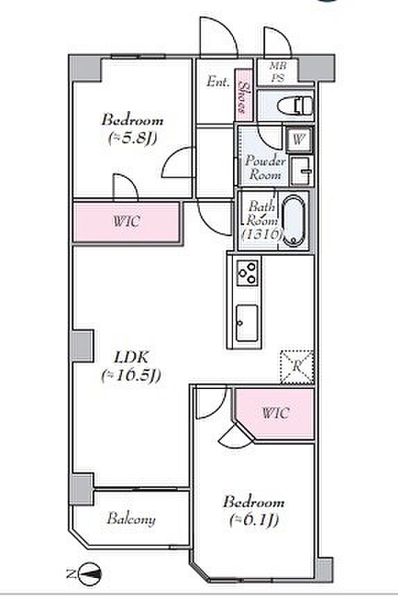 ライオンズマンション新丸子(2LDK) 4階/403の間取り図