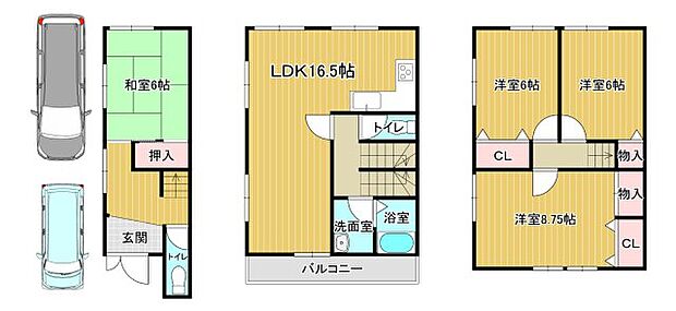 【間取り】　4LDKの広々とした物件