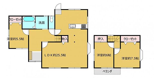 【リフォーム予定】2階に15帖の広いお部屋があります。