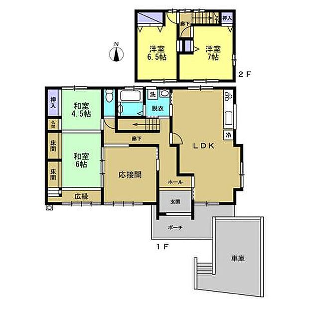 【リフォーム後/間取り図】1階洋室1部屋、和室2部屋、2階洋室2部屋の5LDKのお家へと生まれ変わりました。