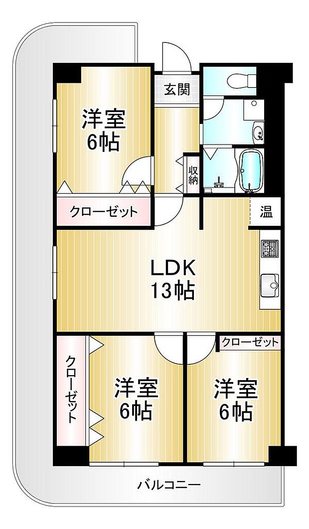 御幣島スカイハイツ(3LDK) 2階/201の間取り図