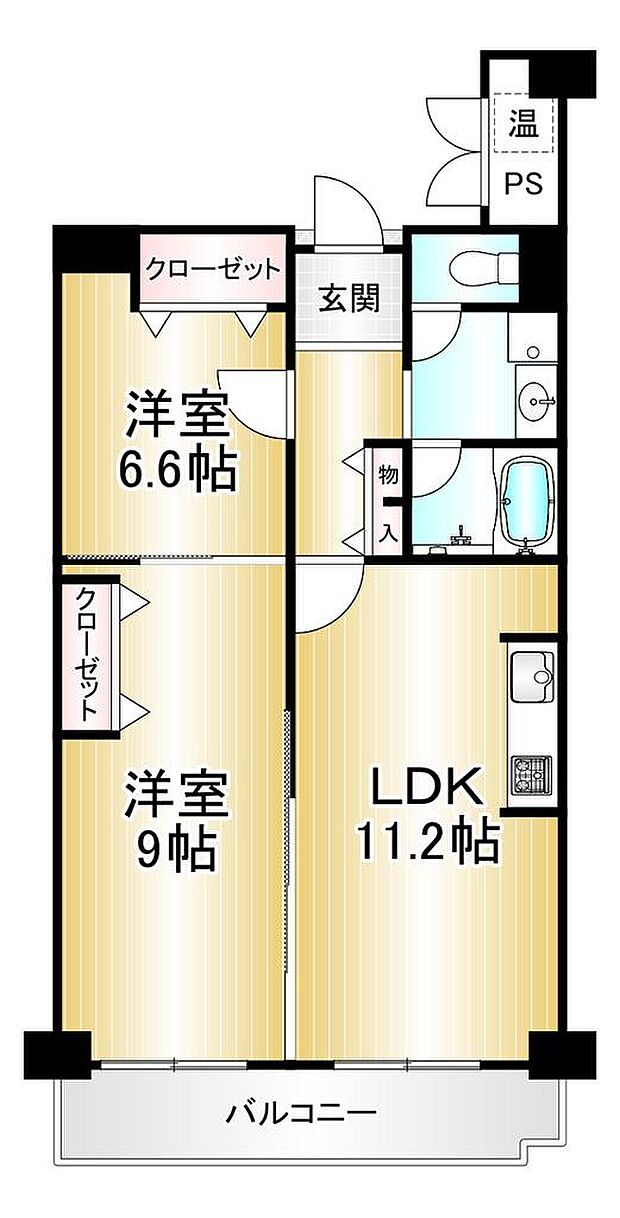 御幣島スカイハイツ(2LDK) 5階の間取り図