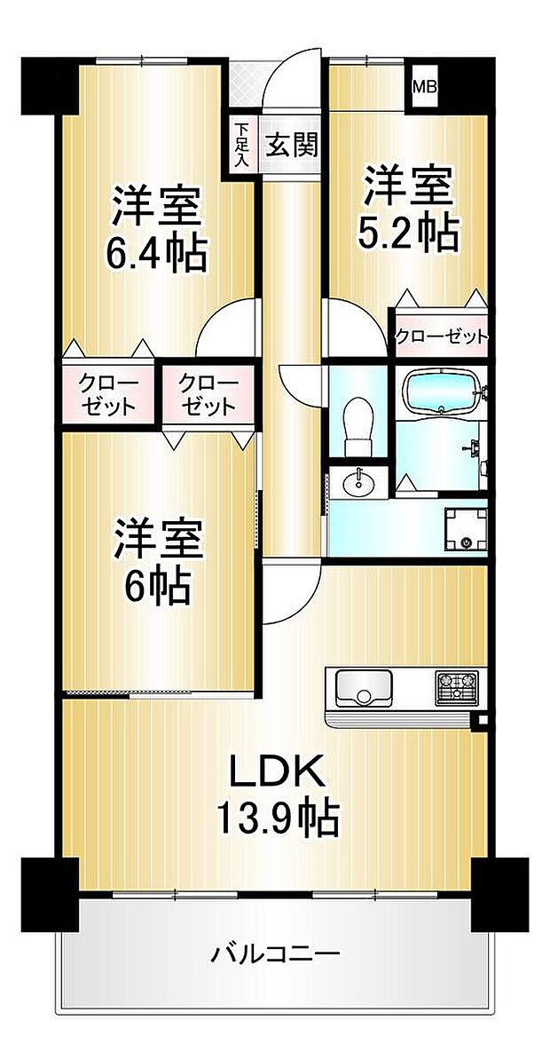 キングマンション姫島V(3LDK) 5階の内観