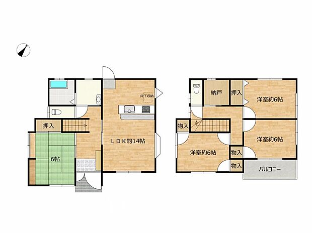 【間取り図】4SLDKのお家です。2階にもトイレがございます。