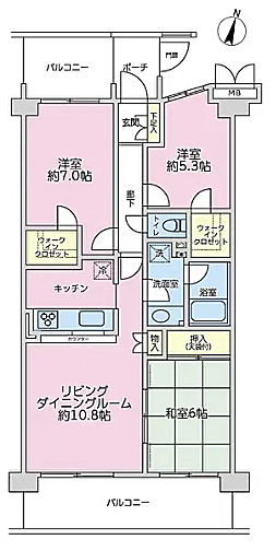 モアステージ新柏壱番館(3LDK) 2階/206の間取り図