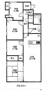 柏ファミールハイツ増尾壱番館(4LDK) 6階/601の間取り図