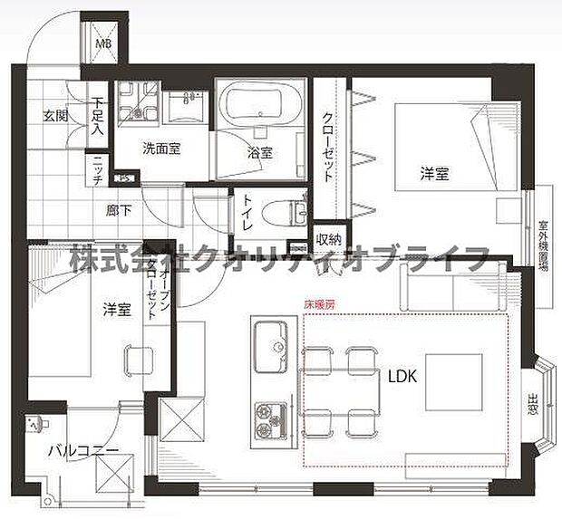 カインドステージ四谷三丁目(2LDK) 5階/502の間取り図