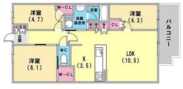 リビオ尼崎ＳＴＡＴＩＯＮ　ＣＩＴＹ(3LDK) 2階の間取り図